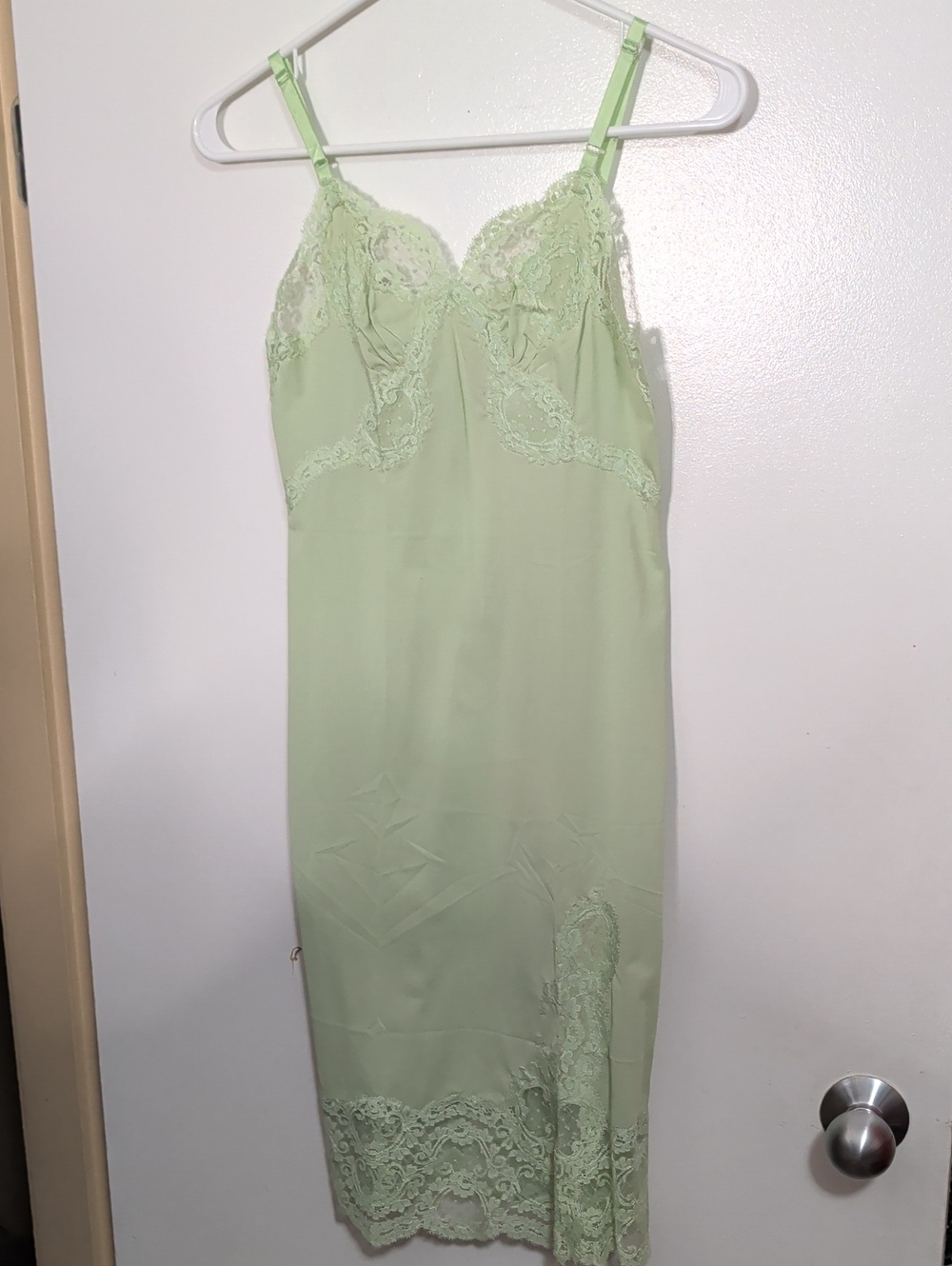 Vintage women's lingerie slip nightie XS/S green